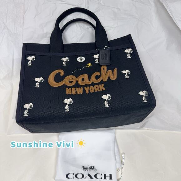 NWT Coach X Peanuts Cargo Tote Bag With Snoopy Print BLACK CBH54 - Picture 5 of 12